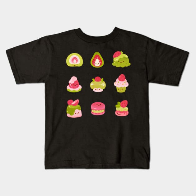 Strawberry matcha Kids T-Shirt by pikaole